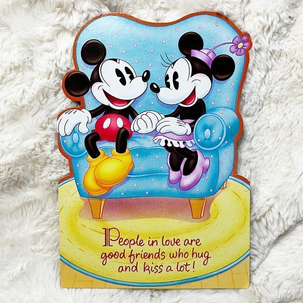 🔮 5/$25 Vintage Disney Mickey & Minnie "People In Love"‎ Stand Up Birthday Card